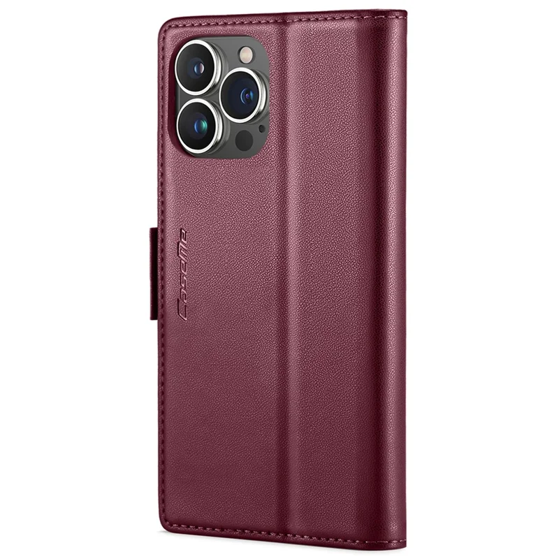 For iPhone 15 Pro Leather Case CASEME 023 RFID Blocking 3 Card Slot Mobile Cover - Red