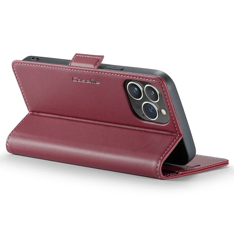 For iPhone 15 Pro Leather Case CASEME 023 RFID Blocking 3 Card Slot Mobile Cover - Red