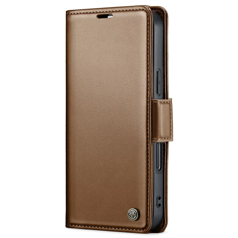 For iPhone 15 Pro Leather Case CASEME 023 RFID Blocking 3 Card Slot Mobile Cover - Brown