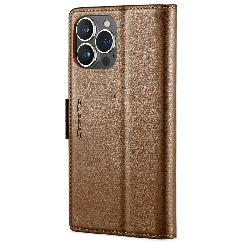 For iPhone 15 Pro Leather Case CASEME 023 RFID Blocking 3 Card Slot Mobile Cover - Brown