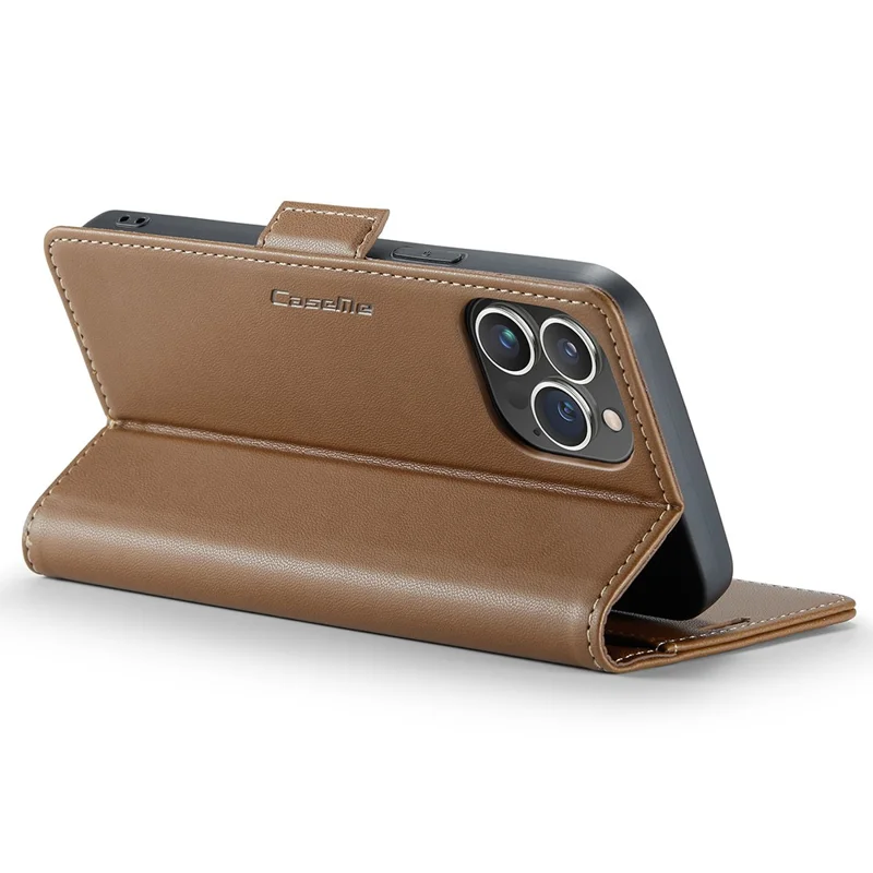 For iPhone 15 Pro Leather Case CASEME 023 RFID Blocking 3 Card Slot Mobile Cover - Brown