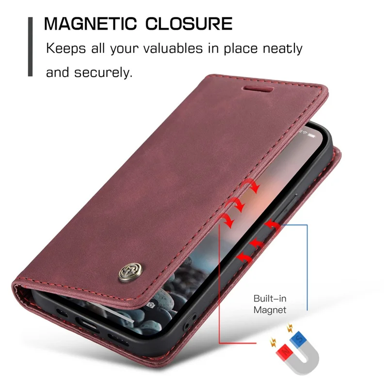 CASEME 013 Series For iPhone 15 Pro Leather Wallet Phone Case Folding Stand Anti-scratch Cover - Red
