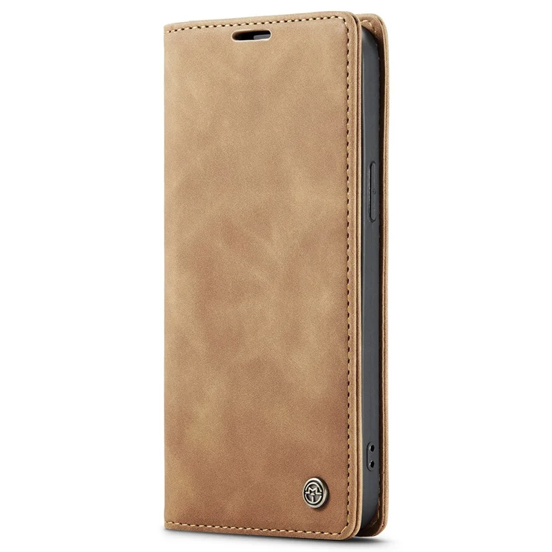 CASEME 013 Series Capa-carteira de couro para iPhone 15 com suporte dobrável e proteção contra quedas - Marrom 