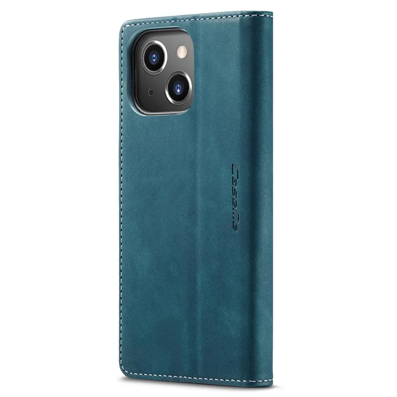 CASEME 013 Series For iPhone 15 Leather Wallet Phone Case Flip Stand Drop-proof Cover - Blue