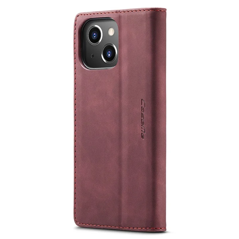 CASEME 013 Series For iPhone 15 Leather Wallet Phone Case Flip Stand Drop-proof Cover - Red