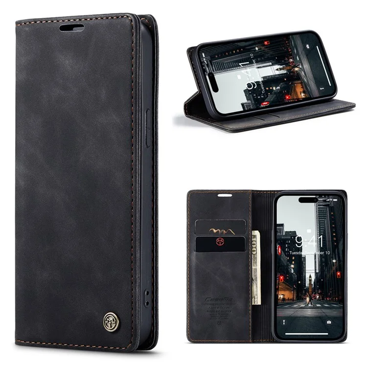 CASEME 013 Series per iPhone 15 Pro Max Custodia portafoglio in pelle con supporto - Nero