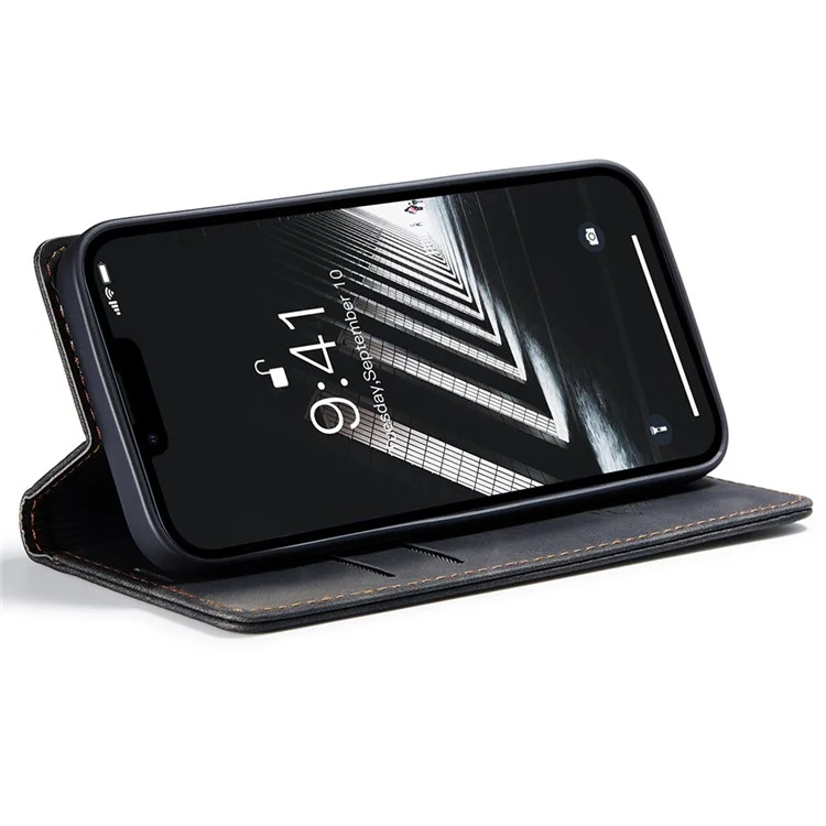 CASEME 013 Series per iPhone 15 Pro Max Custodia portafoglio in pelle con supporto - Nero