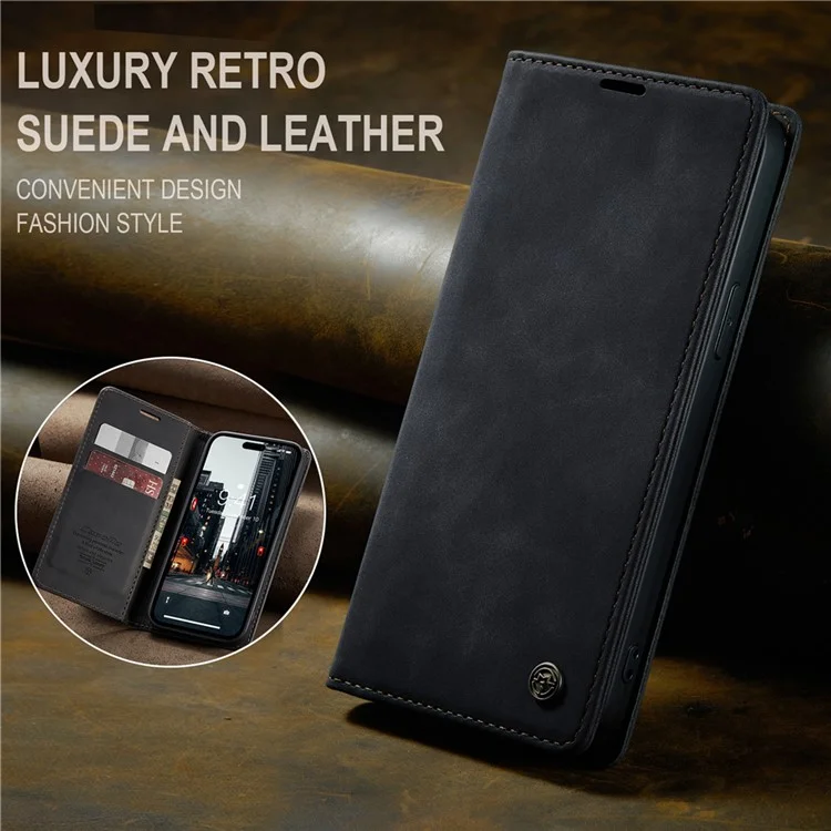 CASEME 013 Series per iPhone 15 Pro Max Custodia portafoglio in pelle con supporto - Nero