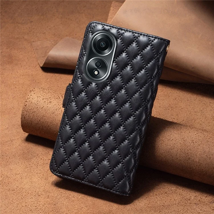 BINFEN COLOR BF Estilo-15 Para Oppo A58 4G / A98 5G Carteira de Couro Capa de Telefone Bolso com Zíper Suporte para Telefone - Preto