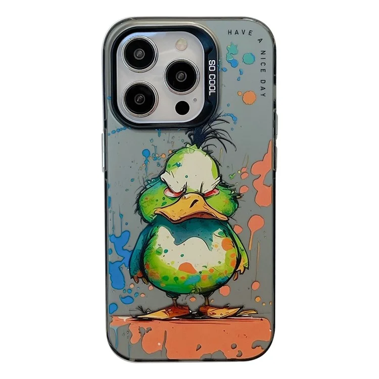 For iPhone 13 Pro Max Graffiti Animal Pattern Case PC+TPU Shock Absorbing Phone Cover - Angry Duck