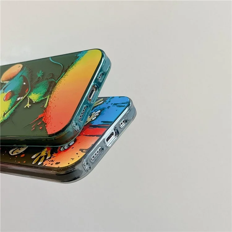 Pour iPhone 13 Pro Animal Pattern Printing Phone Case Graffiti Art PC+TPU Shockproof Cover - Black Cat