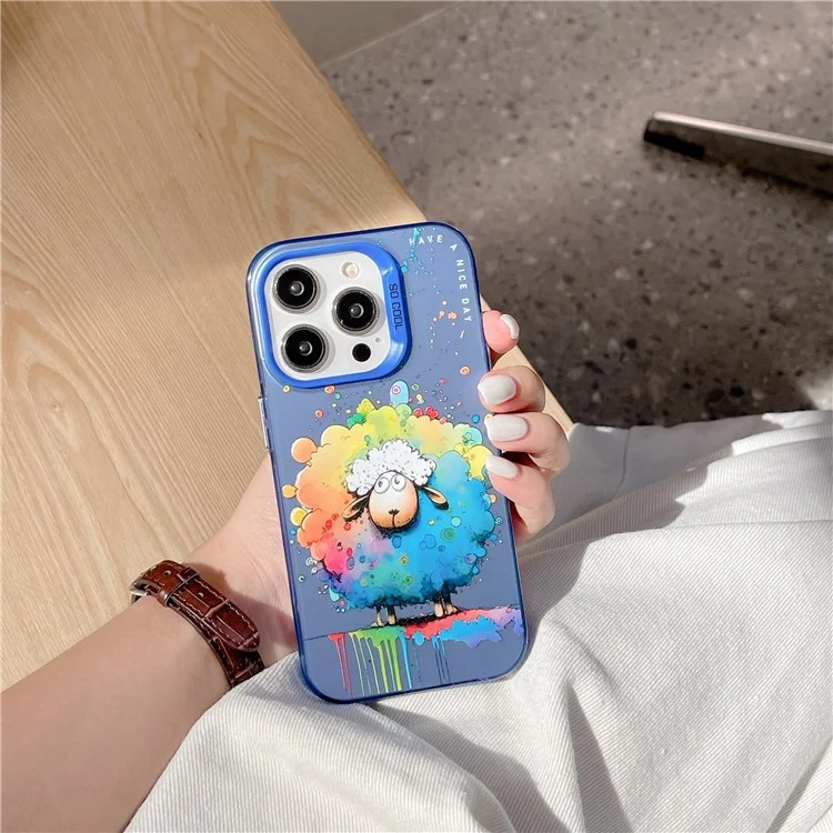 Pour iPhone 13 Pro Animal Pattern Printing Phone Case Graffiti Art PC+TPU Shockproof Cover - Black Cat