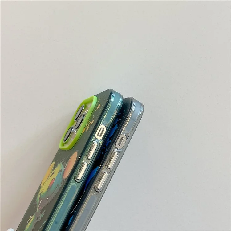 Pour iPhone 13 Pro Animal Pattern Printing Phone Case Graffiti Art PC+TPU Shockproof Cover - Black Cat