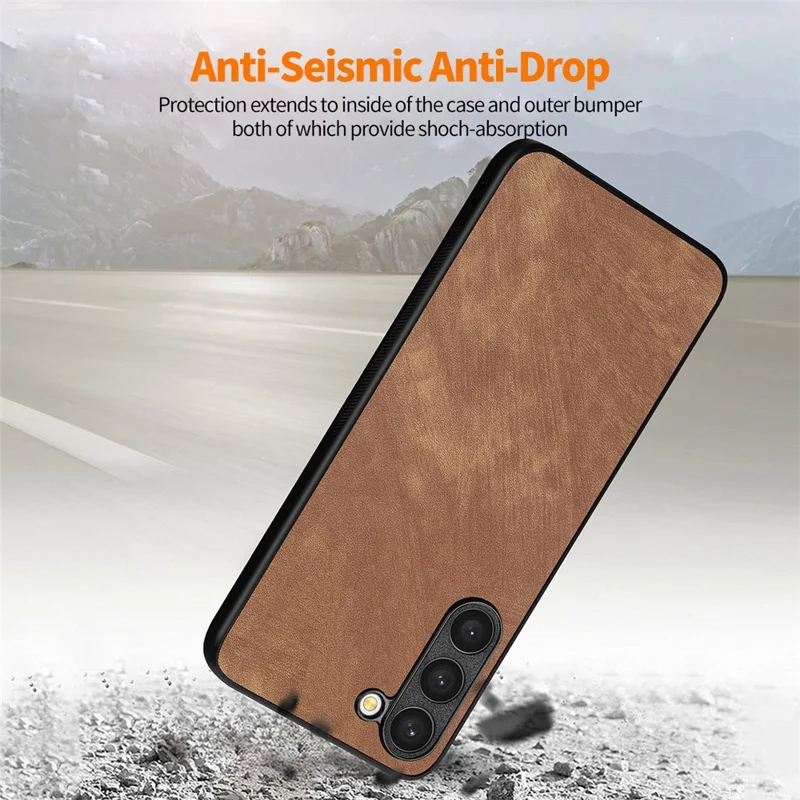 ENKAY HAT PRINCE Für Samsung Galaxy S23+ Retro Lederüberzogene PC-Handyhülle mit 0,18 mm hochwertigem Aluminium-Silizium-Glas-Schutzfolie - Braun