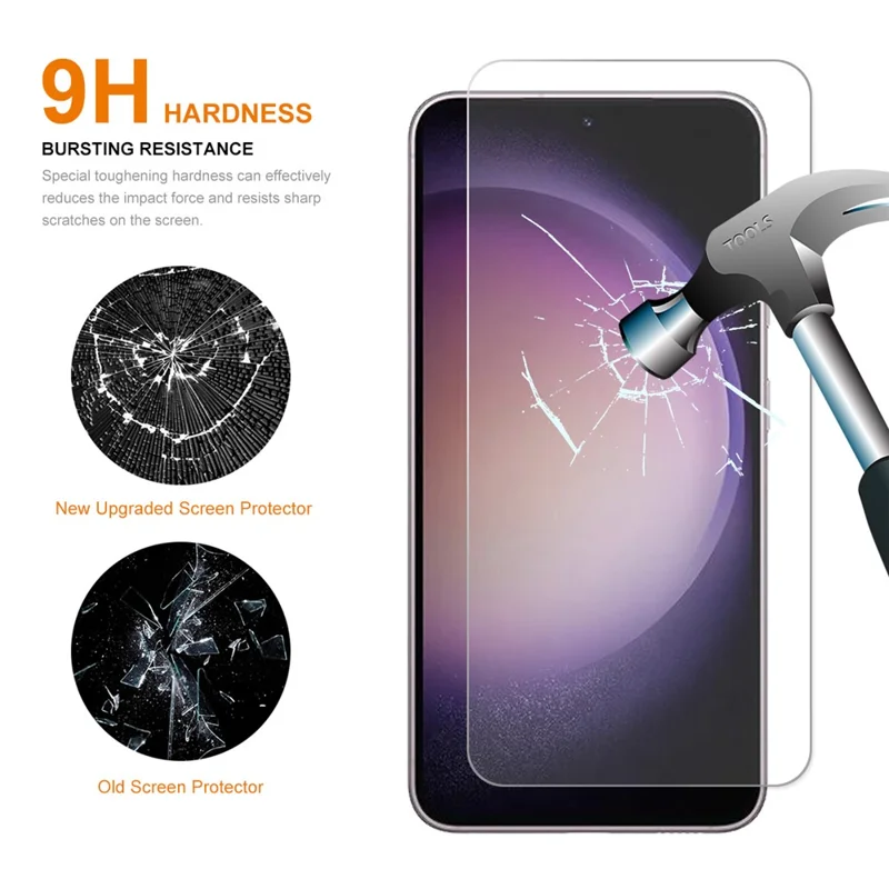 ENKAY HAT PRINCE Für Samsung Galaxy S23+ Retro Lederüberzogene PC-Handyhülle mit 0,18 mm hochwertigem Aluminium-Silizium-Glas-Schutzfolie - Braun
