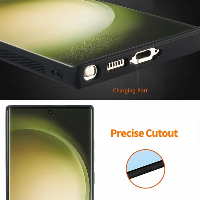 ENKAY HAT PRINCE Para Samsung Galaxy S23 Ultra Retro Leather Coated PC Phone Case com 3D Curved PET HD Screen Film - Verde
