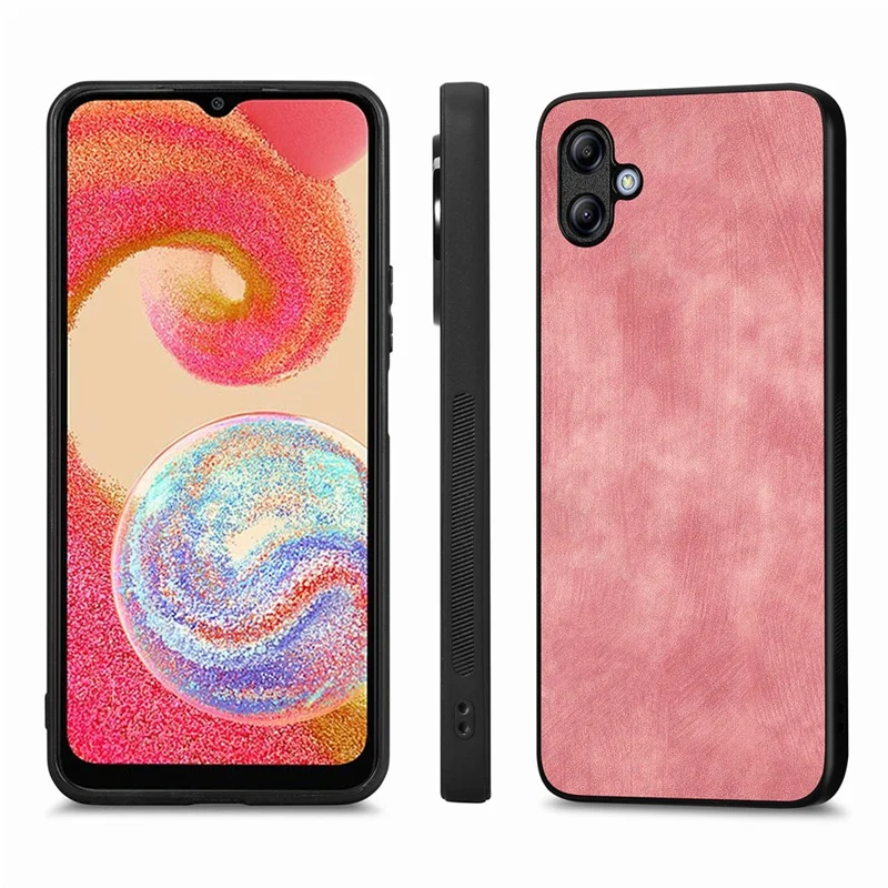 ENKAY HAT PRINCE Para Samsung Galaxy A04e 4G / F04 4G / M04 4G Funda de Teléfono de Piel+PC Retro con Película de Vidrio de Alta Aluminio-Silicio - Rosa