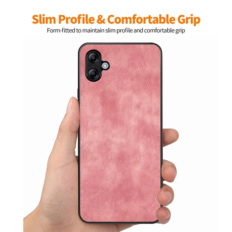 ENKAY HAT PRINCE Para Samsung Galaxy A04e 4G / F04 4G / M04 4G Funda de Teléfono de Piel+PC Retro con Película de Vidrio de Alta Aluminio-Silicio - Rosa