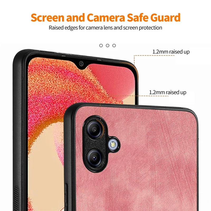 ENKAY HAT PRINCE Para Samsung Galaxy A04e 4G / F04 4G / M04 4G Funda de Teléfono de Piel+PC Retro con Película de Vidrio de Alta Aluminio-Silicio - Rosa