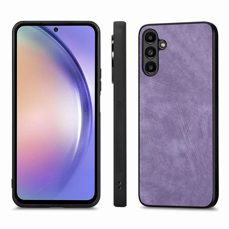 ENKAY HAT PRINCE Para Samsung Galaxy A54 5G Retro PU Leather+PC Phone Case com High Aluminium-silicon Glass Film - Roxo