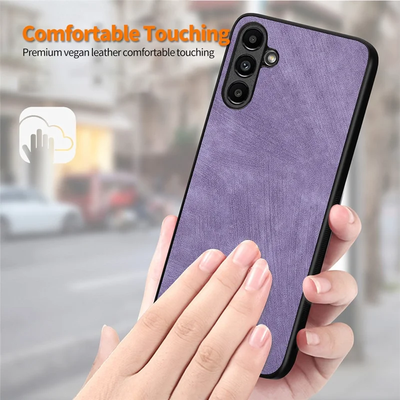 ENKAY HAT PRINCE Para Samsung Galaxy A54 5G Retro PU Leather+PC Phone Case com High Aluminium-silicon Glass Film - Roxo