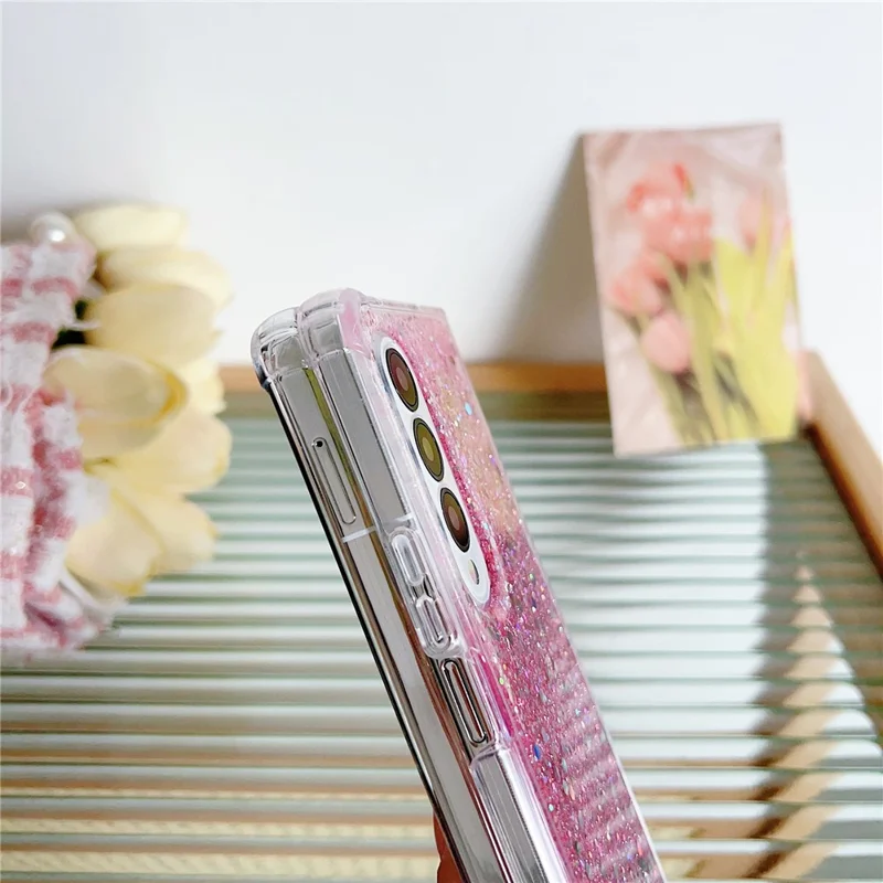 Per Samsung Galaxy Z Fold3 5G Hard PC Glitter Cover Epoxy Reinforced Corners Shockproof Phone Case - Viola