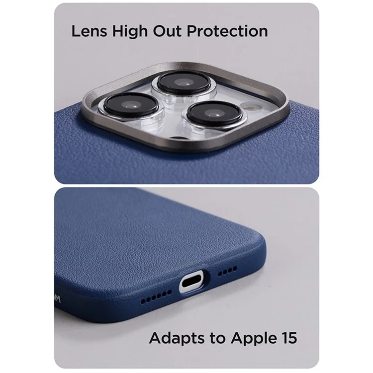 JOYROOM JR-BP007 Litchi Pattern Series Magnetic Case for iPhone 15 Pro, Revestimento de Couro de Vaca Genuíno PC+TPU Capa de Telefone - Preto