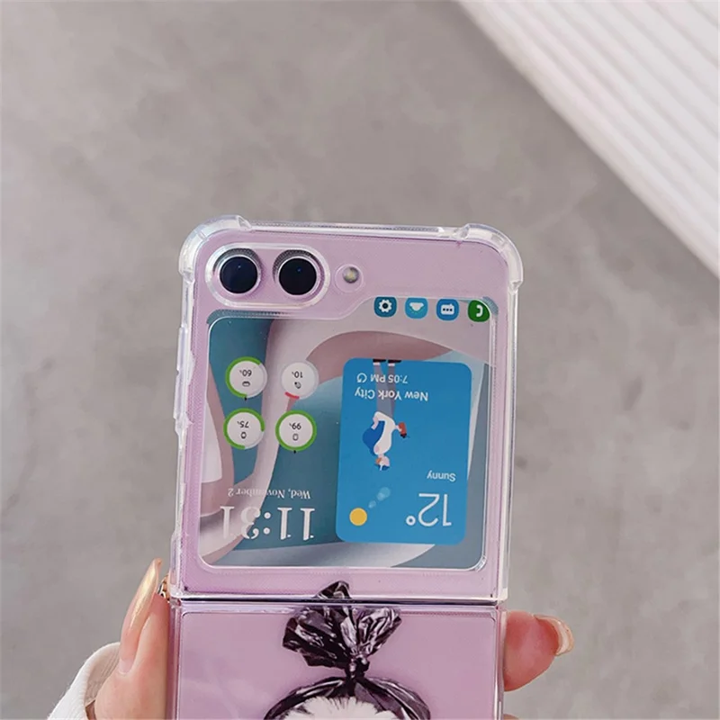 For Samsung Galaxy Z Flip5 5G TPU Reinforced Corners Phone Case Pattern Printing Phone Cover - Plastic Bag Cat