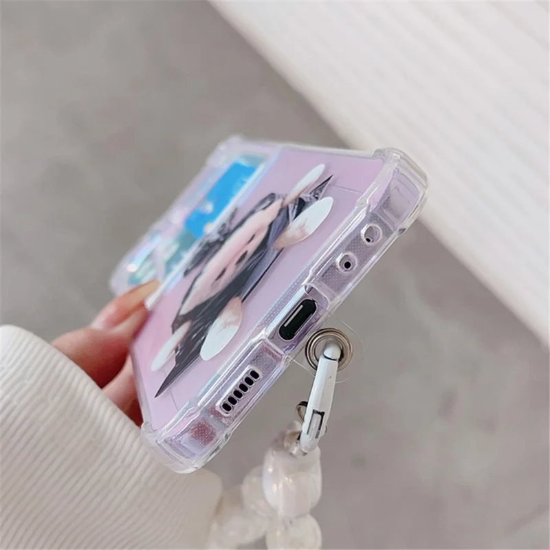 For Samsung Galaxy Z Flip5 5G TPU Reinforced Corners Phone Case Pattern Printing Phone Cover - Plastic Bag Cat