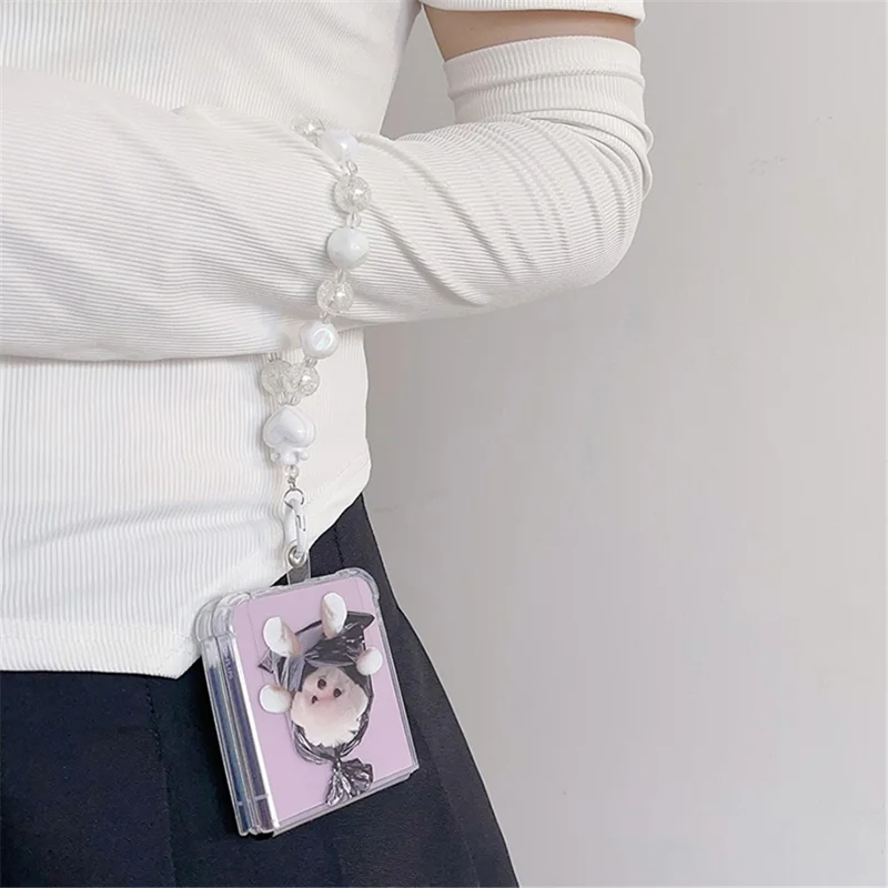 For Samsung Galaxy Z Flip5 5G TPU Reinforced Corners Phone Case Pattern Printing Phone Cover - Plastic Bag Cat