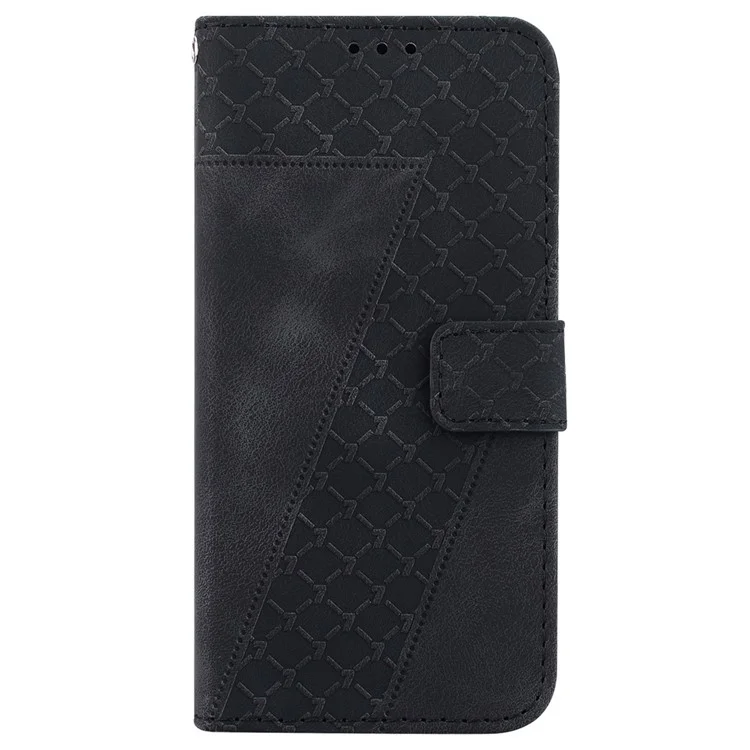 For Samsung Galaxy S23 FE Well-protected 7-Shape Imprinted Phone Cover PU Leather Wallet Stand Flip Case - Black