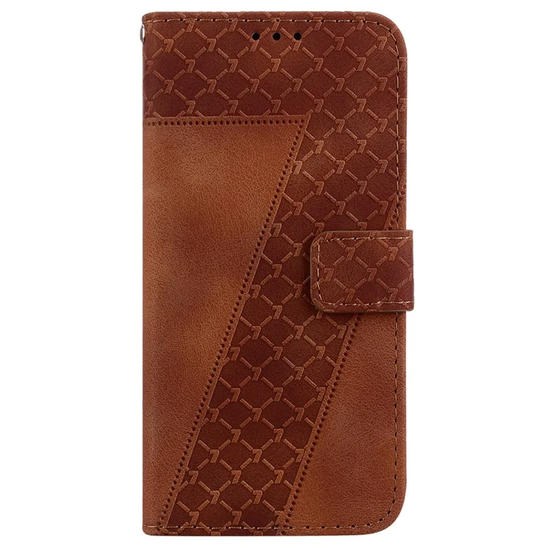 For Samsung Galaxy S23 FE Well-protected 7-Shape Imprinted Phone Cover PU Leather Wallet Stand Flip Case - Brown