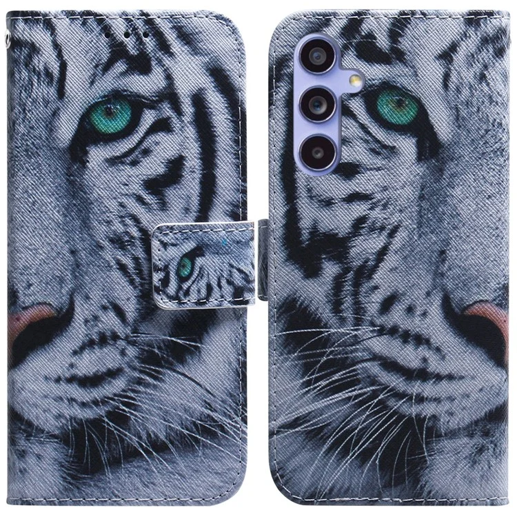 Für Samsung Galaxy S23 FE Musterdrucken Wallet Flip Cover PU Leder Standschutz Handyhülle - Tigerkopf