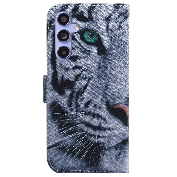 Für Samsung Galaxy S23 FE Musterdrucken Wallet Flip Cover PU Leder Standschutz Handyhülle - Tigerkopf