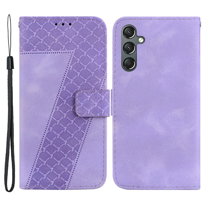 For Samsung Galaxy A25 5G (Global) (161.0 x 76.5 x 8.3mm) Phone Cover 7-Shape Imprinted PU Leather Wallet Stand Case - Purple