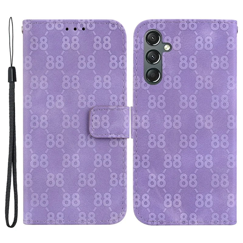 Para Samsung Galaxy A25 5G (Global) (161,0 x 76,5 x 8,3mm) Leather Wallet Stand Case Double 8-Shape Imprint Phone Cover - Roxo