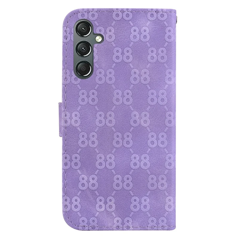Para Samsung Galaxy A25 5G (Global) (161,0 x 76,5 x 8,3mm) Leather Wallet Stand Case Double 8-Shape Imprint Phone Cover - Roxo