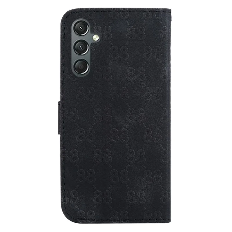 For Samsung Galaxy A25 5G (Global) (161.0 x 76.5 x 8.3mm) Leather Wallet Stand Case Double 8-Shape Imprint Phone Cover - Black