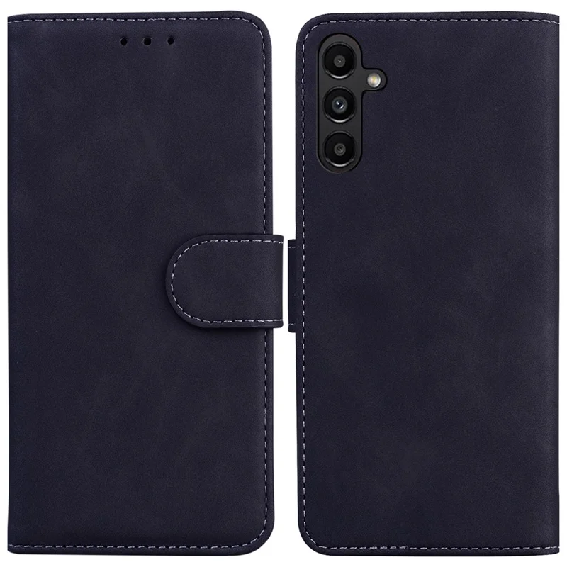 Phone Case for Samsung Galaxy A25 5G (Global) (161.0 x 76.5 x 8.3mm) Solid Color PU Leather Wallet Cell Phone Protective Cover with Stand - Black