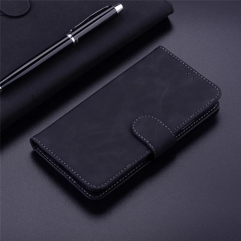 Phone Case for Samsung Galaxy A25 5G (Global) (161.0 x 76.5 x 8.3mm) Solid Color PU Leather Wallet Cell Phone Protective Cover with Stand - Black