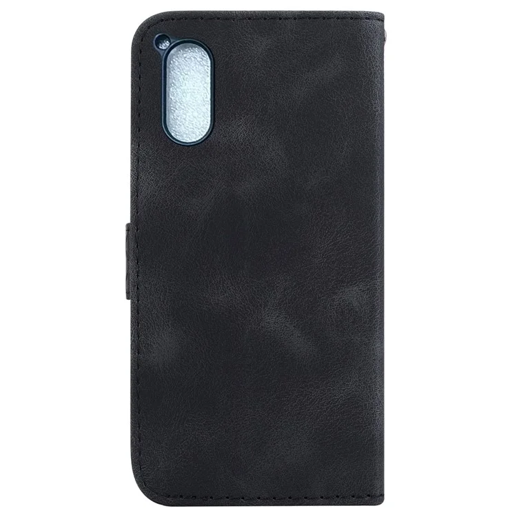 Para Sony Xperia 5 V 7-Shape Imprinted Cell Phone Anti-fall Cover PU Leather Wallet Stand Flip Case - Negro