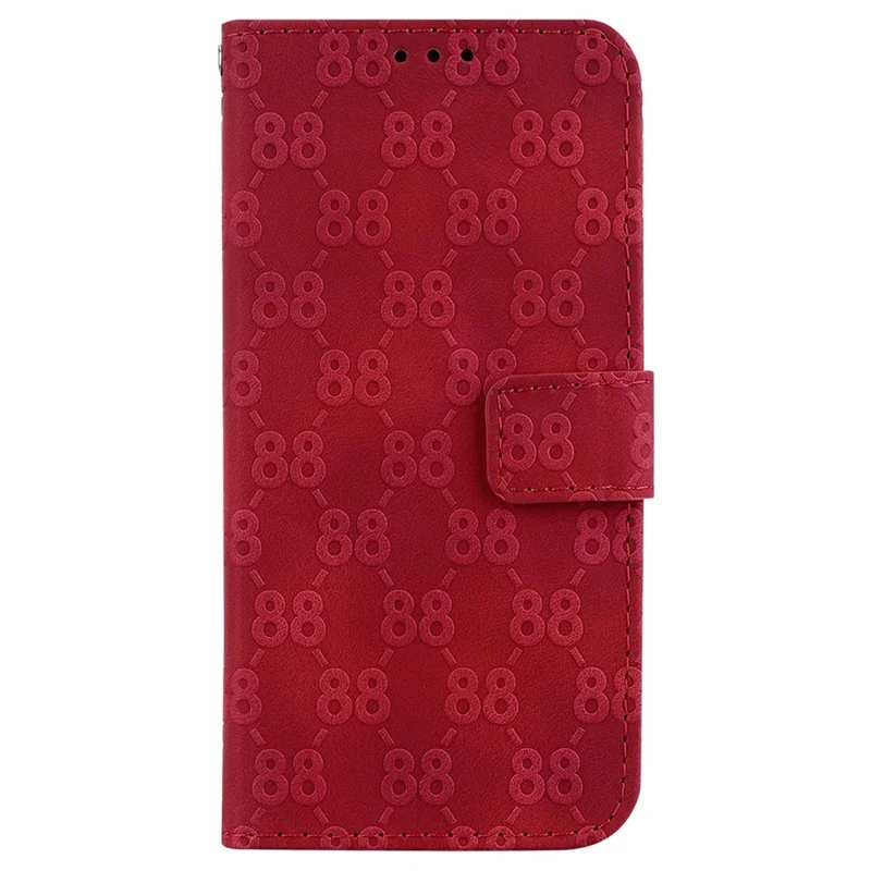 PU-læder wallet telefonbeskyttelse til Sony Xperia 5 V, standbeskyttelse med dobbelt 8-formet præg - Rød