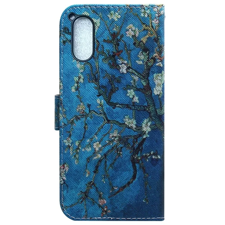 For Sony Xperia 5 V PU Leather Phone Cover Wallet Stand Pattern Printing Phone Case - Apricot Flowers