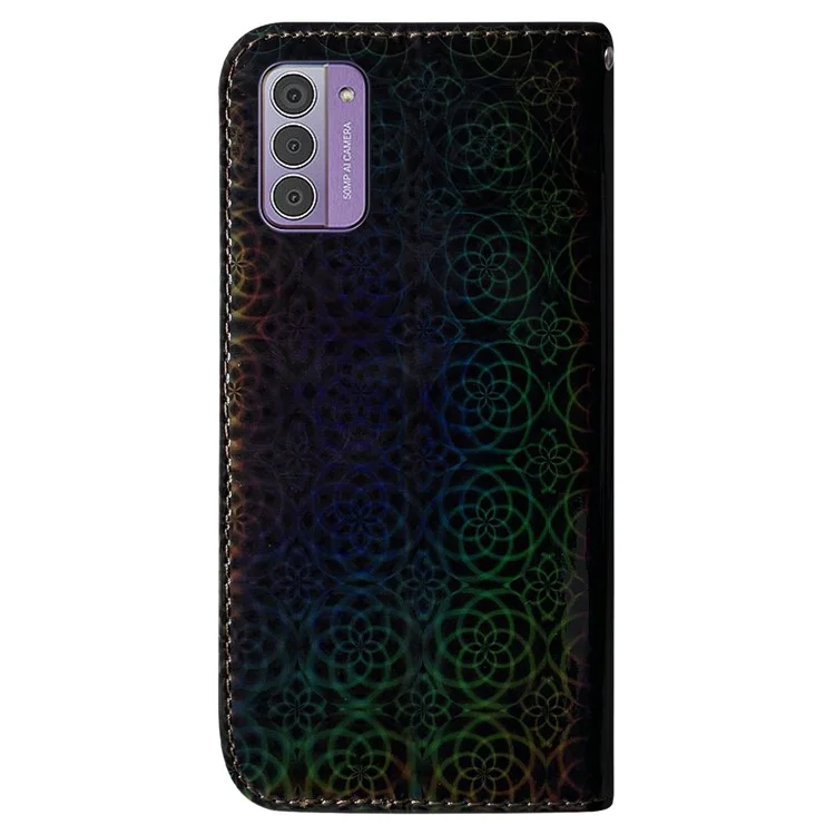 Pour Nokia G42 Motif floral éblouissant Étui anti-chute en cuir PU Portefeuille Support Housse de téléphone - Noir