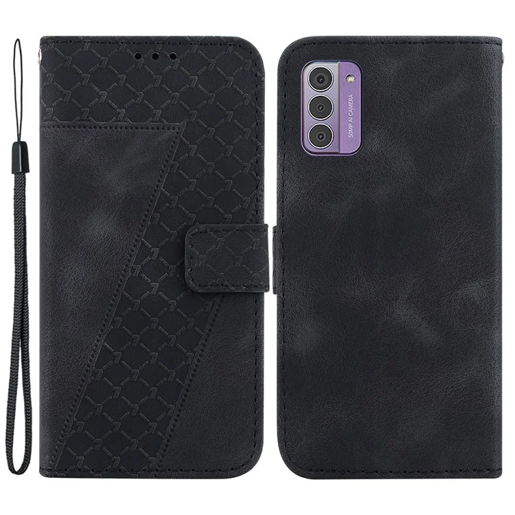 For Nokia G42 Scratch Resistant Phone Cover 7-Shape Imprinted PU Leather Wallet Stand Case - Black