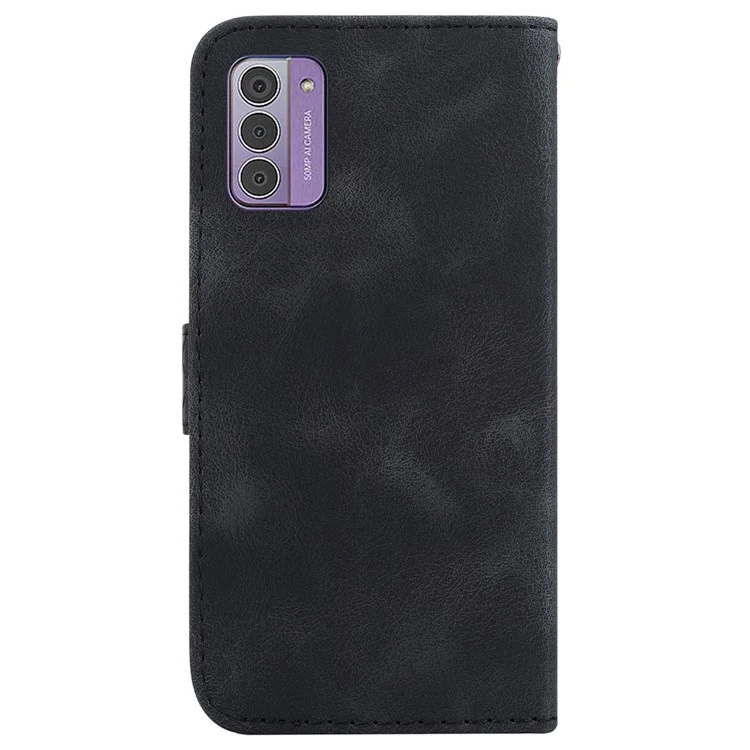 For Nokia G42 Scratch Resistant Phone Cover 7-Shape Imprinted PU Leather Wallet Stand Case - Black