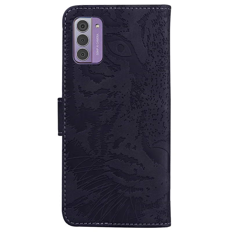 Custodia in Pelle PU per Nokia G42 Tiger Imprint Wallet Stand Collision Resistant Phone Protective Shell - Nero