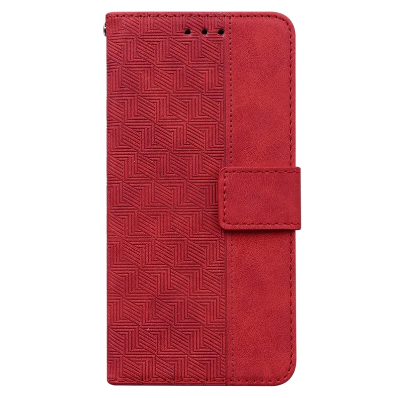 Drop-proof Shell for Nokia G42 Geometry Imprinted Stand PU Leather Wallet Phone Cover - Red