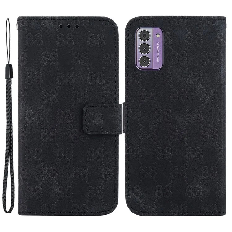 Per Nokia G42 Custodia Portafoglio in Pelle Antiurto Stand Case Doppio Motivo a 8 Forma Custodia per Telefono - Nero