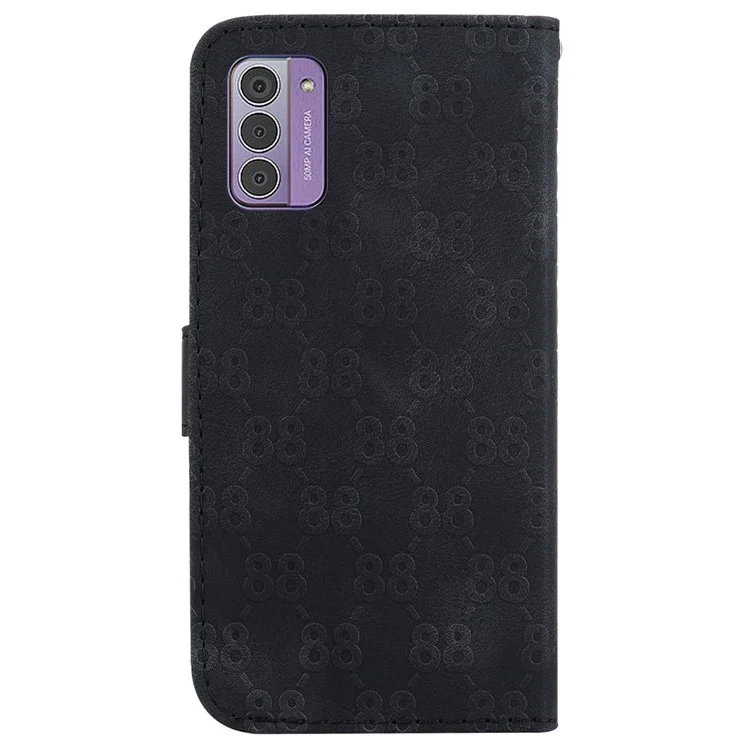 Per Nokia G42 Custodia Portafoglio in Pelle Antiurto Stand Case Doppio Motivo a 8 Forma Custodia per Telefono - Nero
